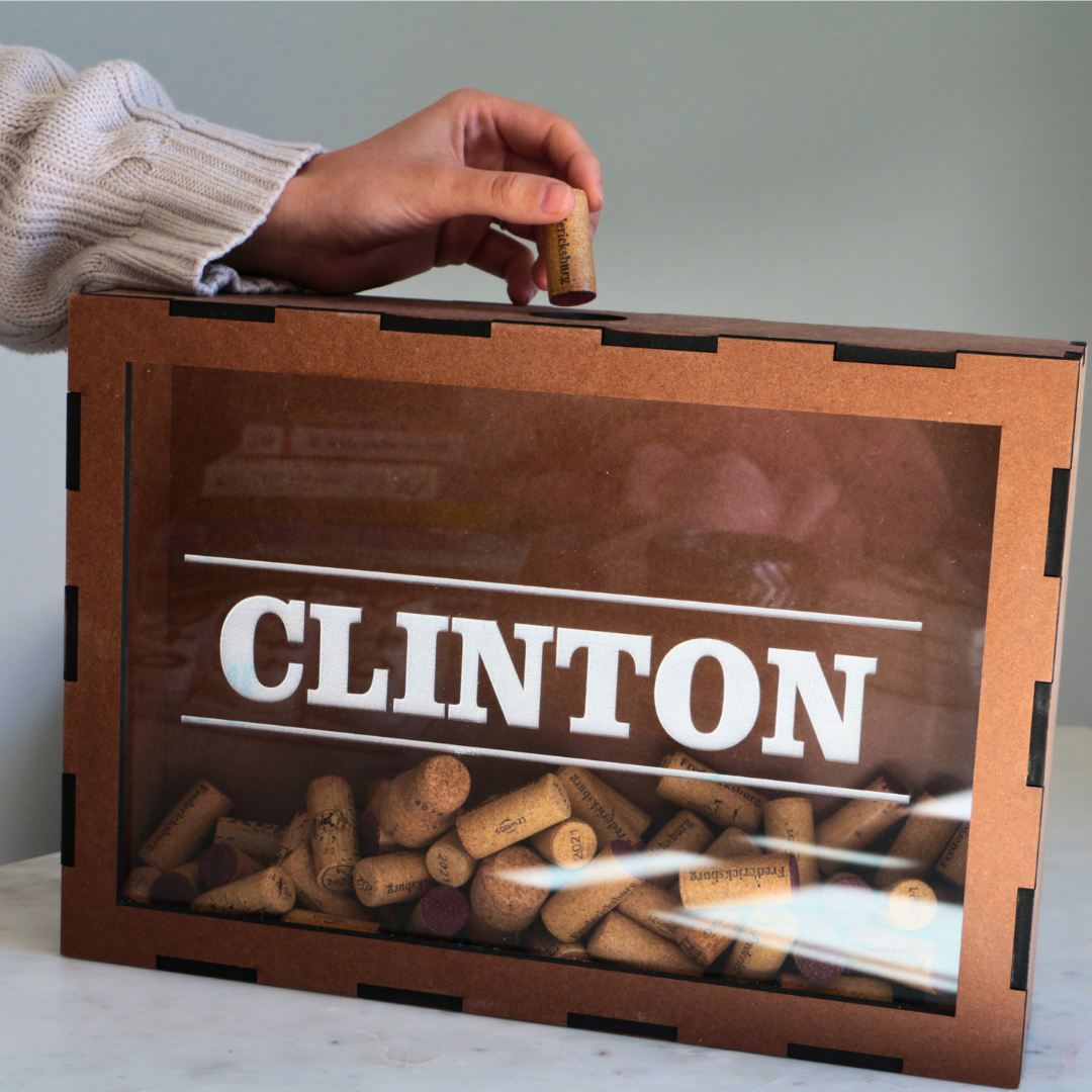 Personalised Wooden Cork Saver Box