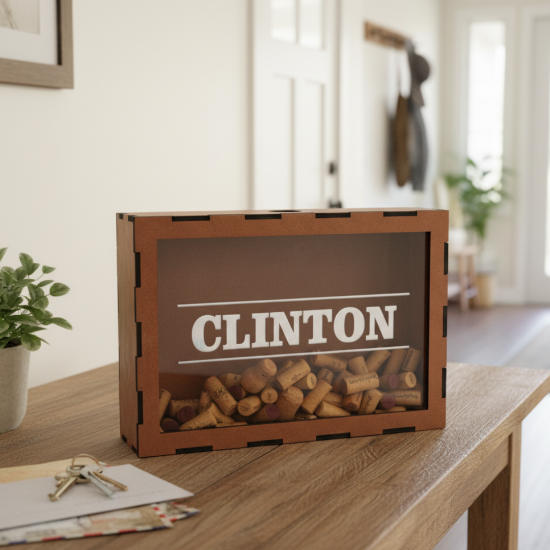 Personalised Wooden Cork Saver Box