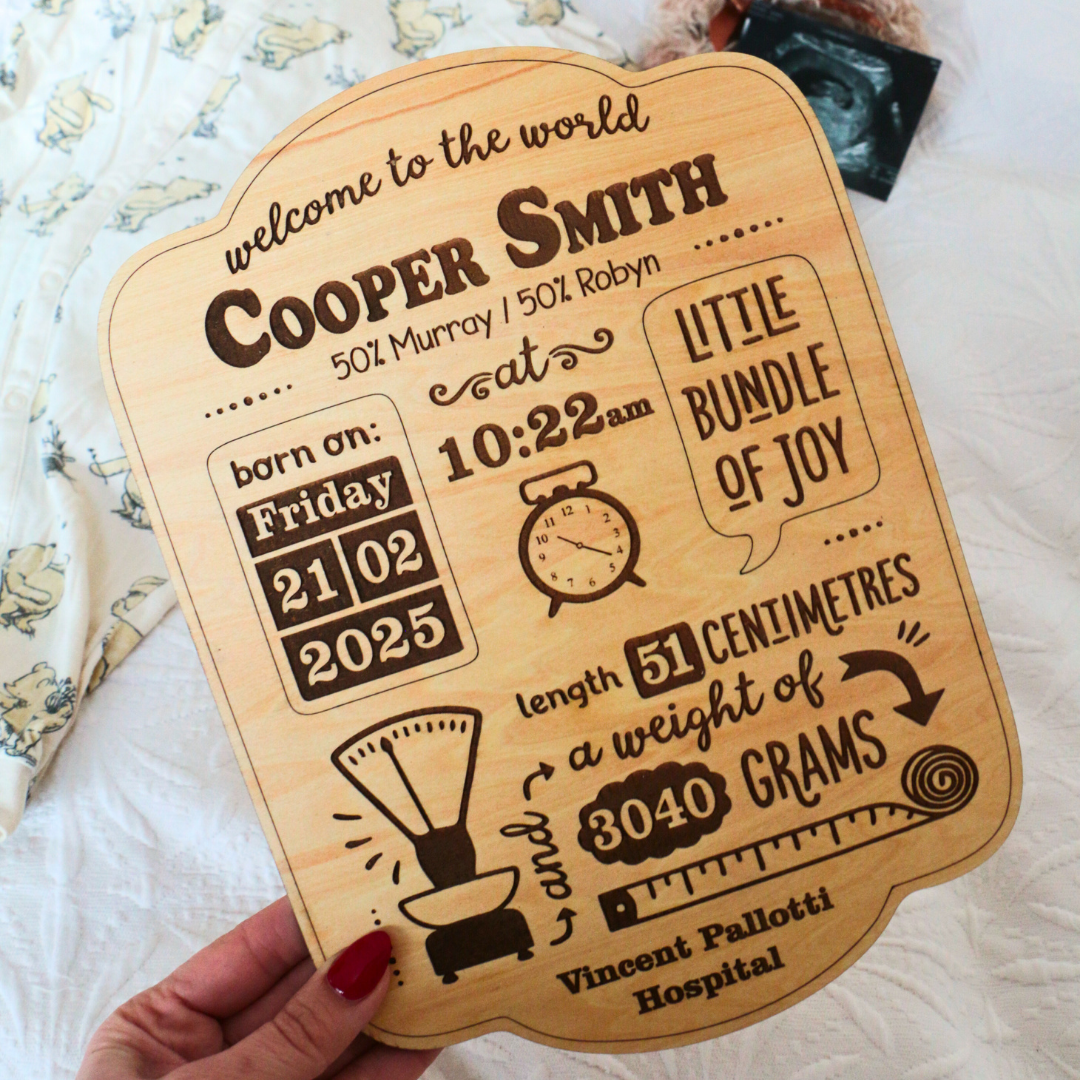 Personalised Wooden Birth Plaque