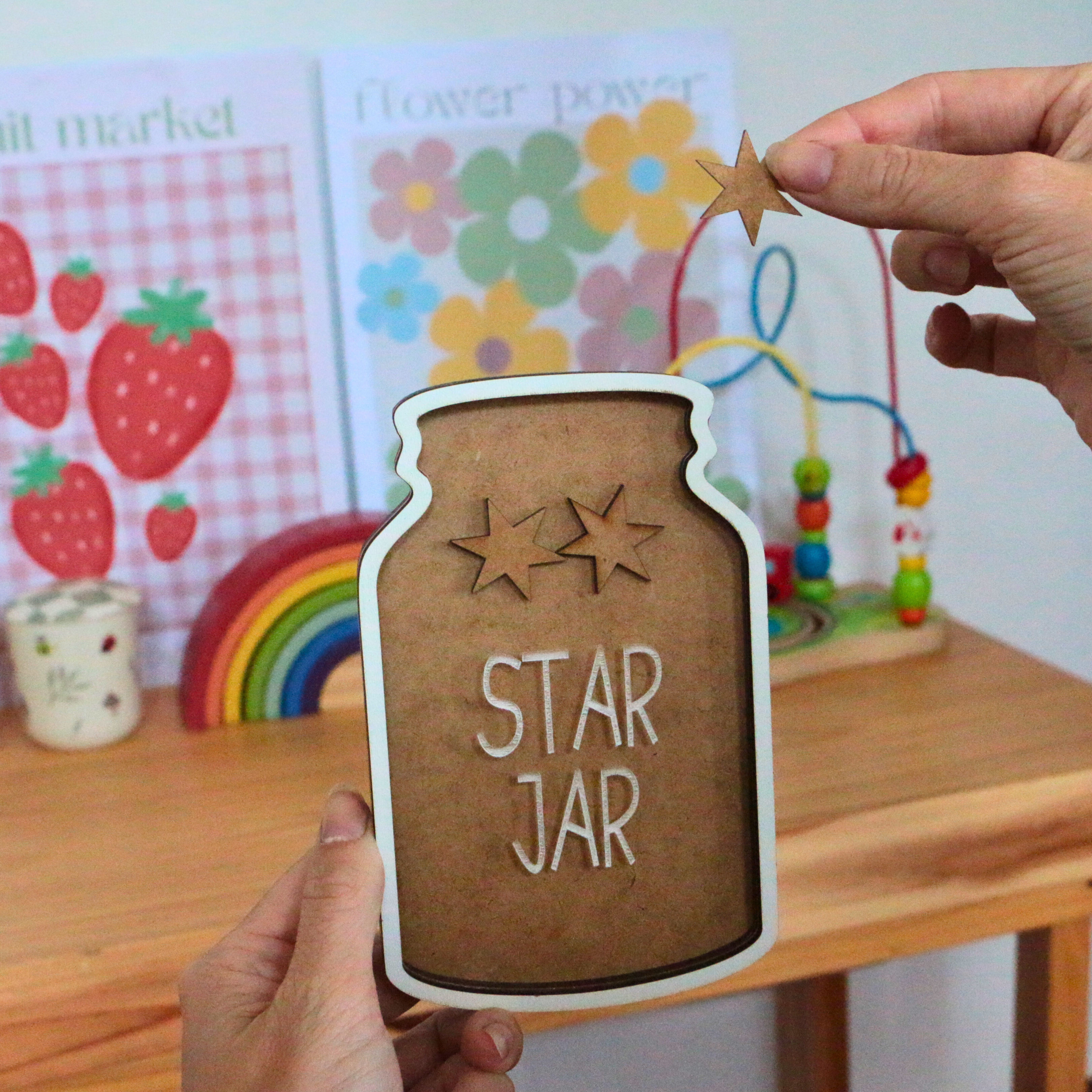 Wooden Star Jar