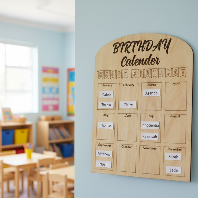 "Birthday Calendar' Wooden Board - Engraved