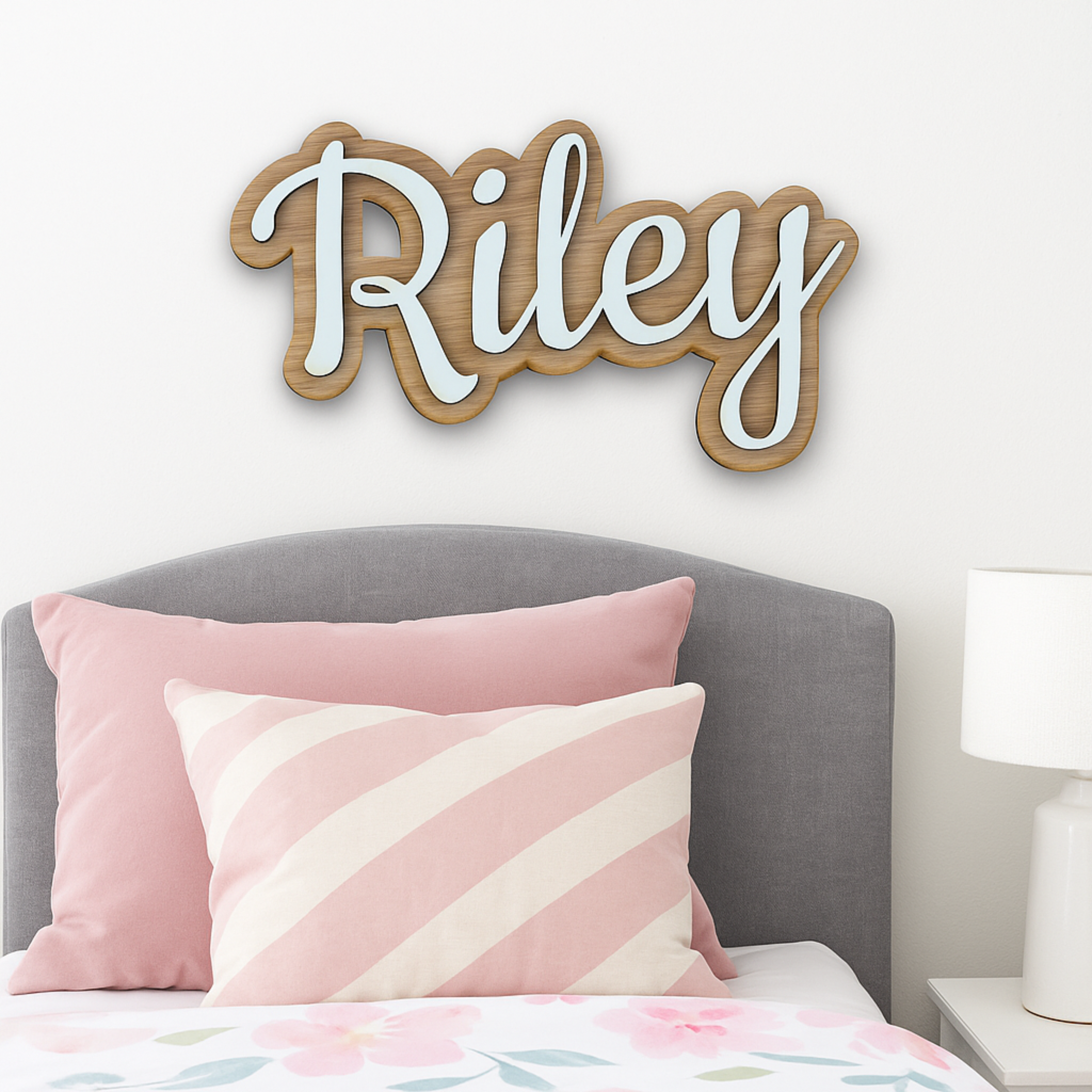 Double Layered Wood & Acrylic Name Plaque (Black & White Acrylic)
