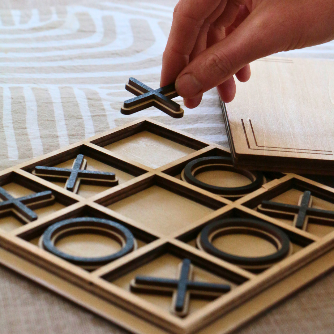 Wooden Noughts & Crosses Game