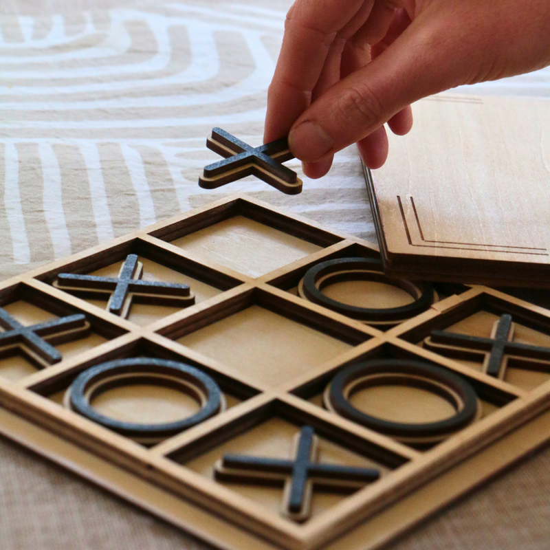Wooden Noughts & Crosses Game
