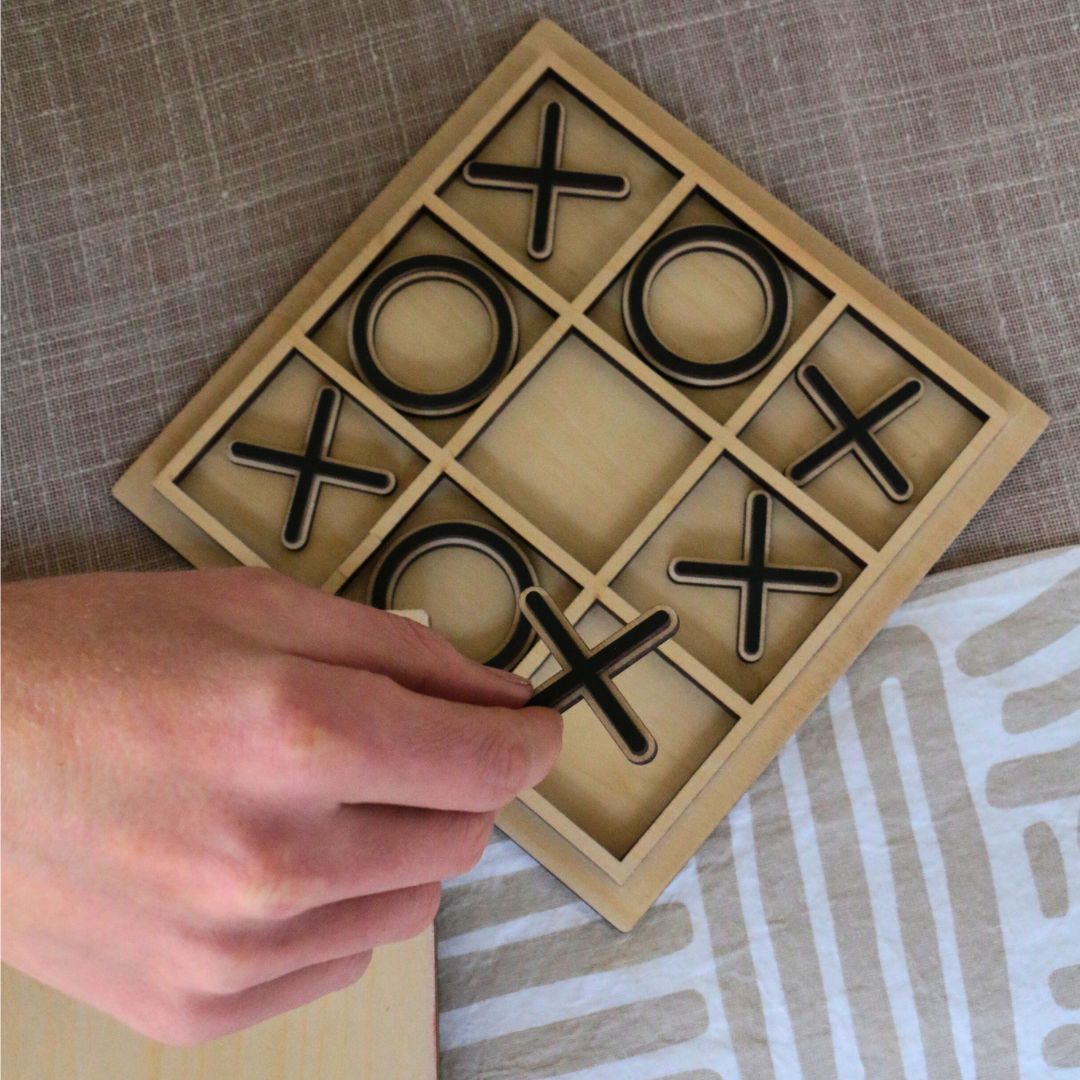 Wooden Noughts & Crosses Game