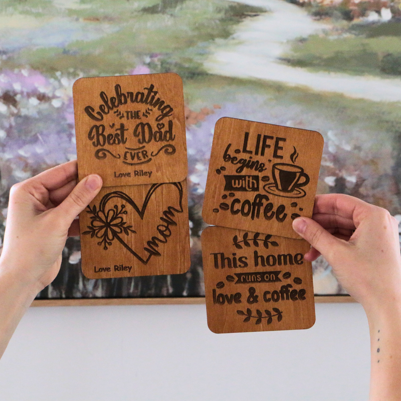 Set of Four Personalised Wooden Coasters