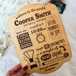 Personalised Wooden Birth Plaque