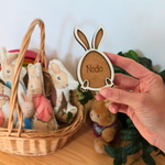 Personalised Wooden Easter Tag – Bunny Feet Design