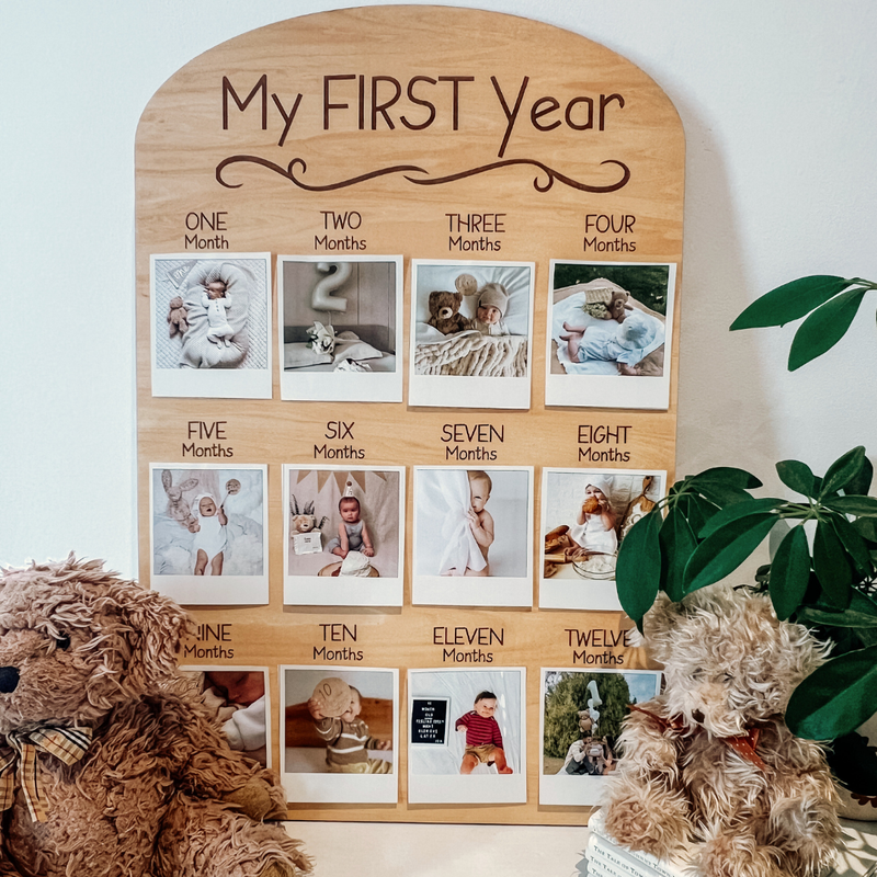 ‘My First Year’ Engraved Wooden Board