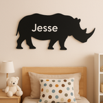 Personalised Wooden Rhino Name Plaque