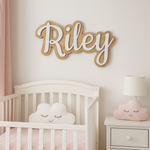 Double Layered Wood & Acrylic Name Plaque (Black & White Acrylic)