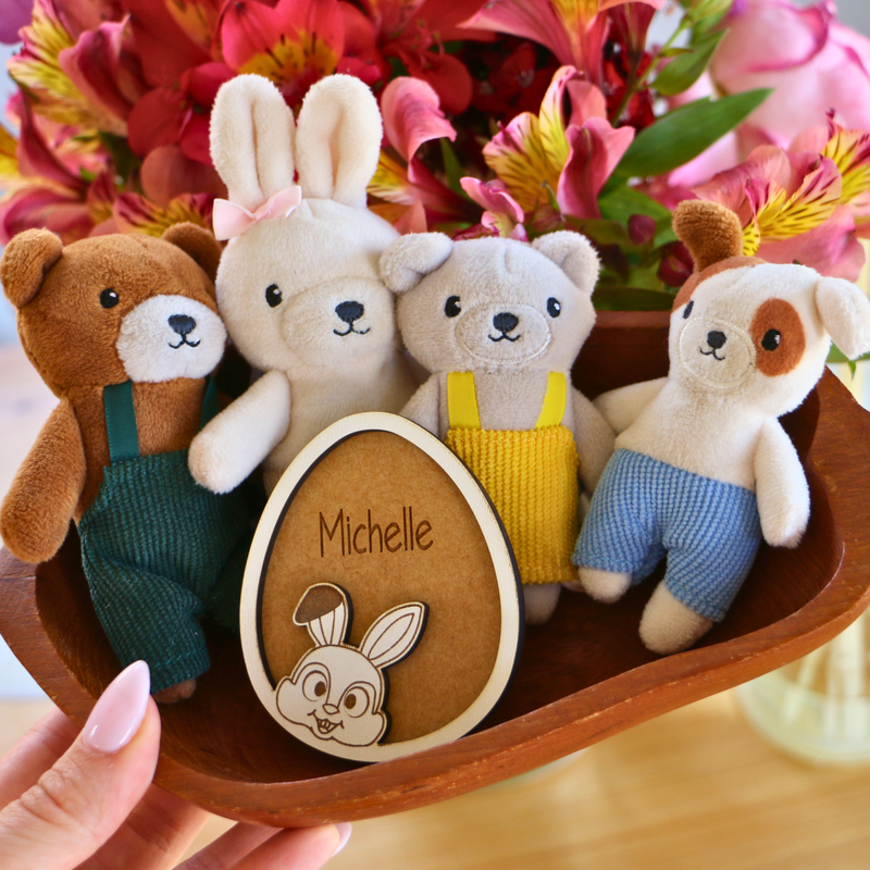 Personalised Wooden Easter Tag – Bunny with Flopped Ear